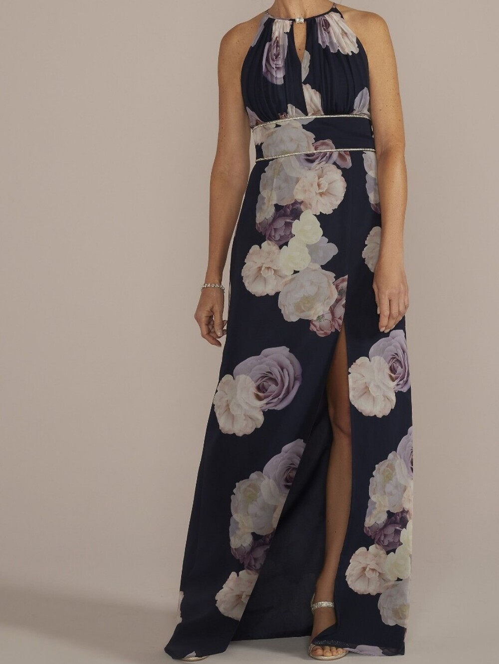 💥Oleg Cassini Navy Blue Halter Maxi Dress